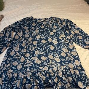 Hayden Navy Floral Button-Up Blouse